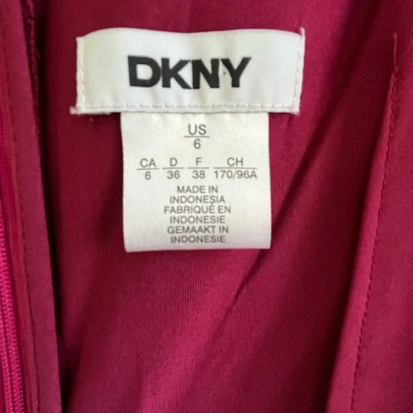 DKNY V-Neck Ruffled High-Low Hem burgundy dress size:6 - Picture 8 of 16